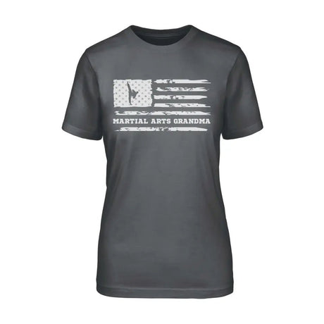 Martial Arts Grandma Horizontal Flag on a Unisex T-Shirt with a White Graphic