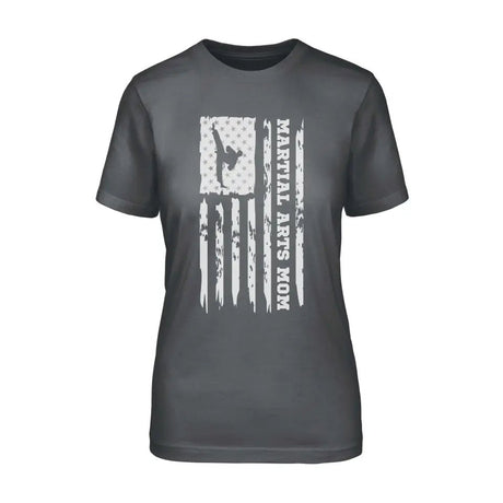 Martial Arts Mom Vertical Flag on a Unisex T-Shirt with a White Graphic