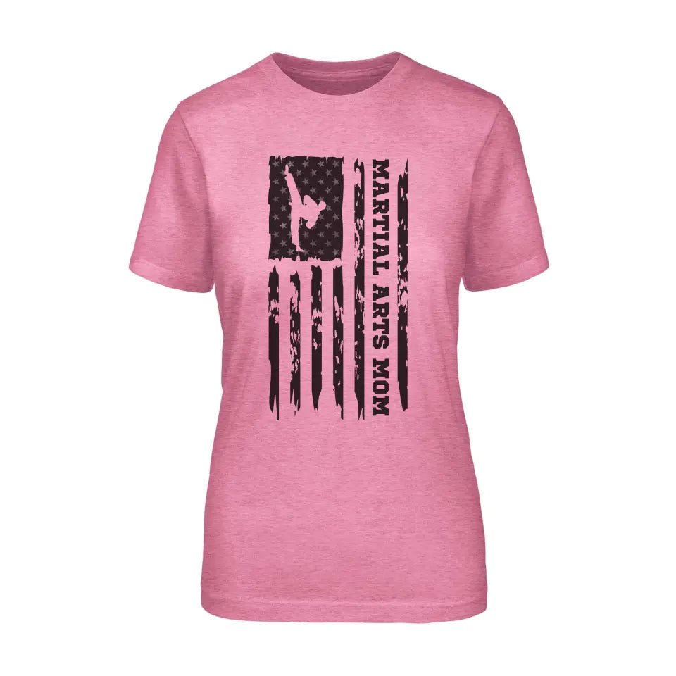 Martial Arts Mom Vertical Flag on a Unisex T-Shirt with a Black Graphic