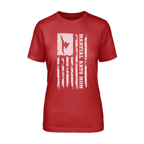 Martial Arts Mom Vertical Flag on a Unisex T-Shirt with a White Graphic