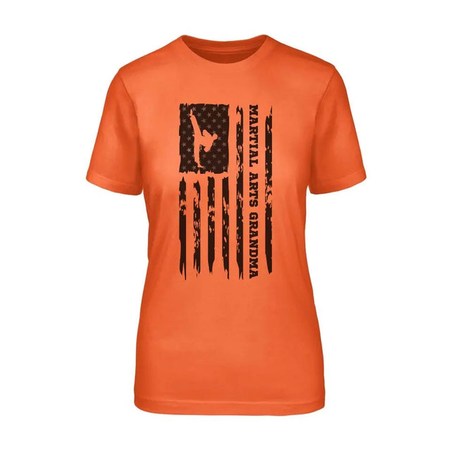 Martial Arts Grandma Vertical Flag on a Unisex T-Shirt with a Black Graphic
