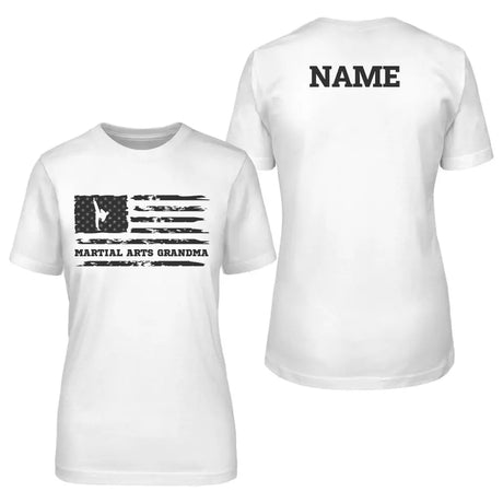 Martial Arts Grandma Horizontal Flag With Martial Artist Name on a Unisex T-Shirt with a Black Graphic