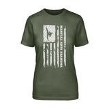 Martial Arts Grandma Vertical Flag on a Unisex T-Shirt with a White Graphic