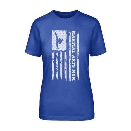 Martial Arts Mom Vertical Flag on a Unisex T-Shirt with a White Graphic