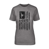 Martial Arts Grandma Vertical Flag on a Unisex T-Shirt with a Black Graphic