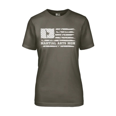 Martial Arts Mom Horizontal Flag on a Unisex T-Shirt with a White Graphic