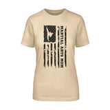 Martial Arts Mom Vertical Flag on a Unisex T-Shirt with a Black Graphic
