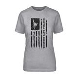 Martial Arts Grandma Vertical Flag on a Unisex T-Shirt with a Black Graphic