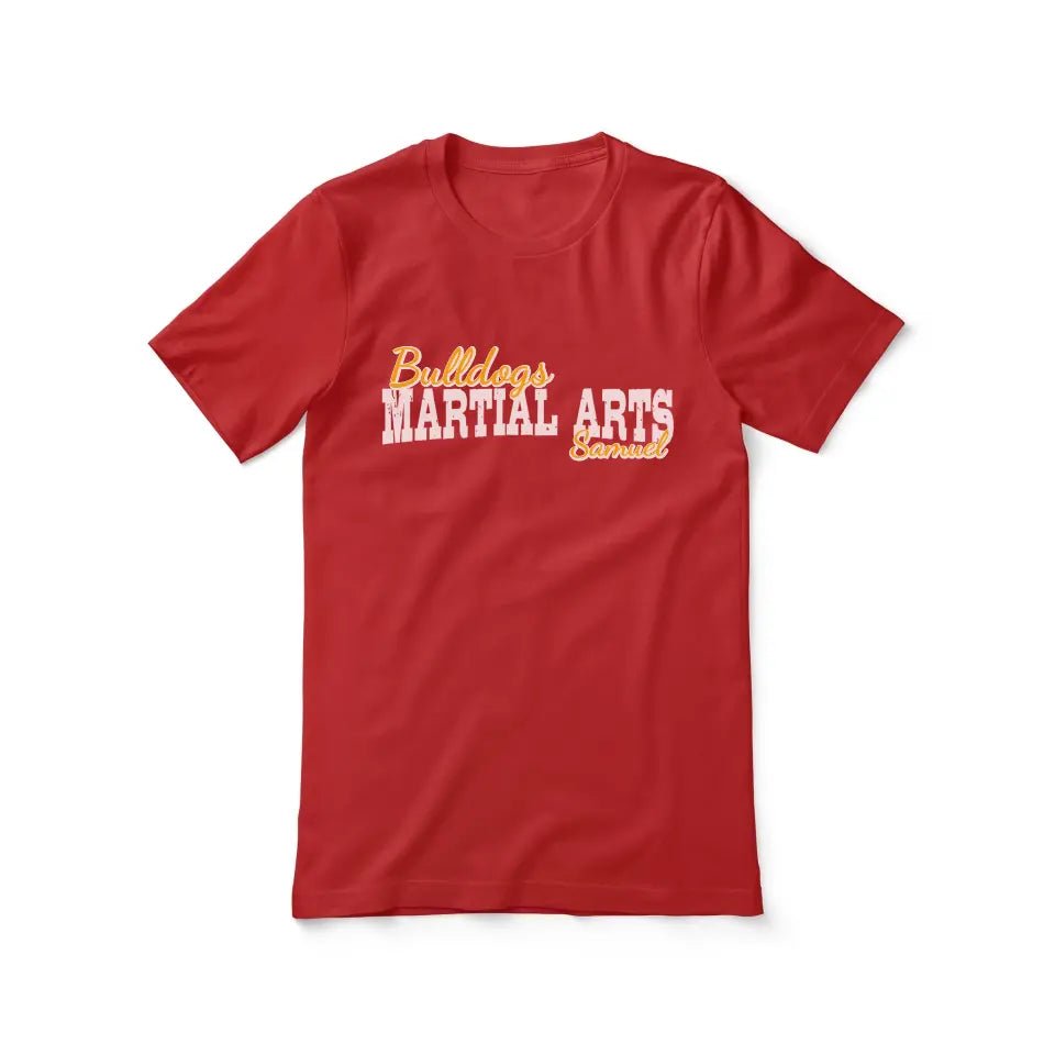 Custom Martial Arts Mascot and Martial Artist Name on a Unisex T-Shirt with a White Graphic