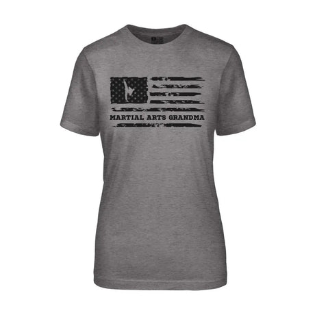 Martial Arts Grandma Horizontal Flag on a Unisex T-Shirt with a Black Graphic