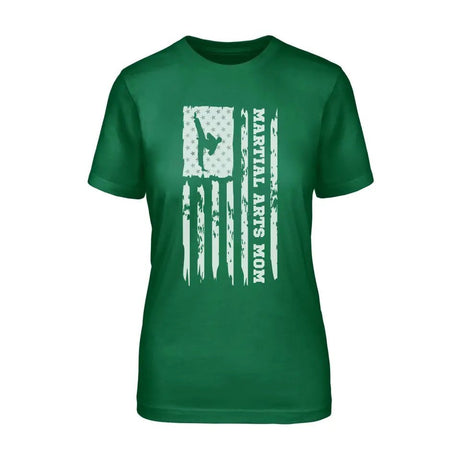 Martial Arts Mom Vertical Flag on a Unisex T-Shirt with a White Graphic