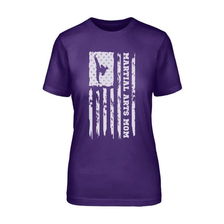 Martial Arts Mom Vertical Flag on a Unisex T-Shirt with a White Graphic