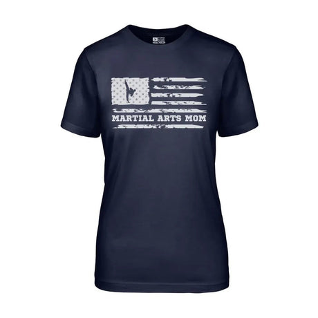 Martial Arts Mom Horizontal Flag on a Unisex T-Shirt with a White Graphic