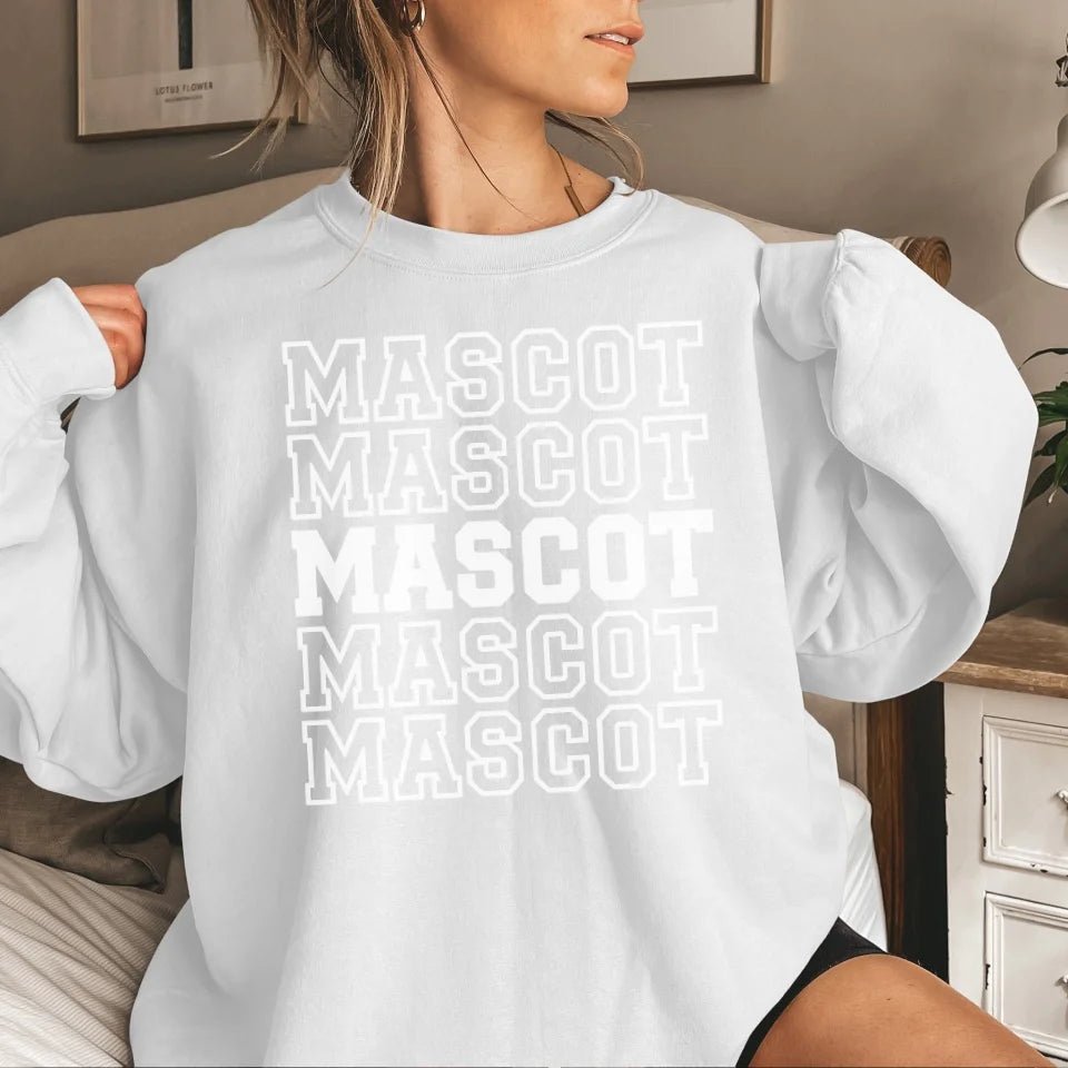 Custom on a Sweatshirt With Mascot Name on a Sweatshirt