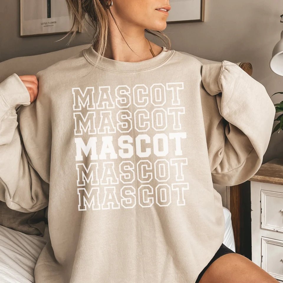 Custom on a Sweatshirt With Mascot Name on a Sweatshirt