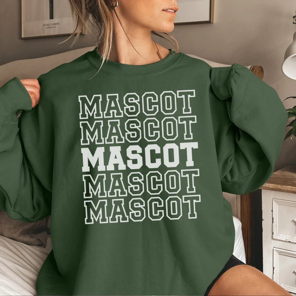 Custom on a Sweatshirt With Mascot Name on a Sweatshirt