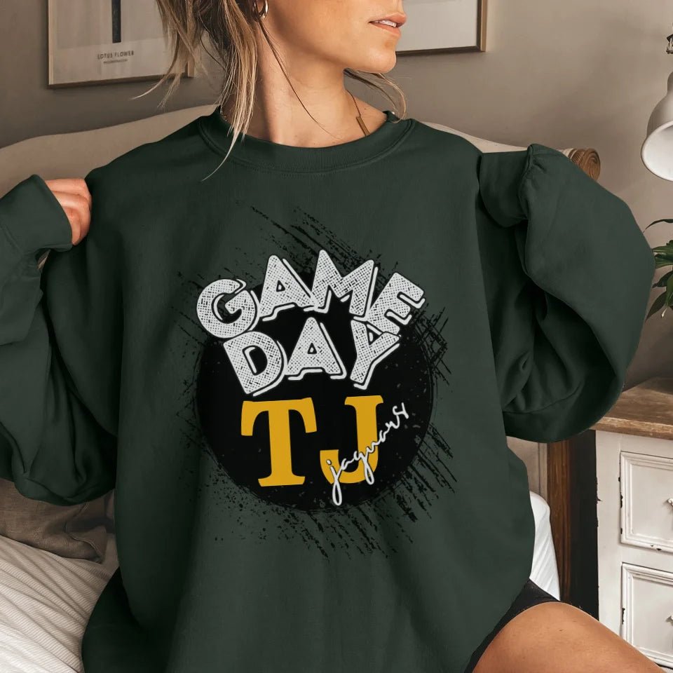 Custom Distressed Game Day Graphic on a Sweatshirt