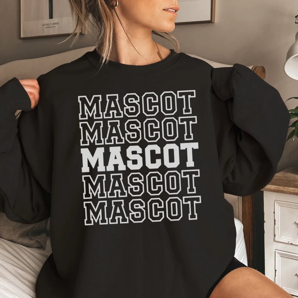 Custom on a Sweatshirt With Mascot Name on a Sweatshirt