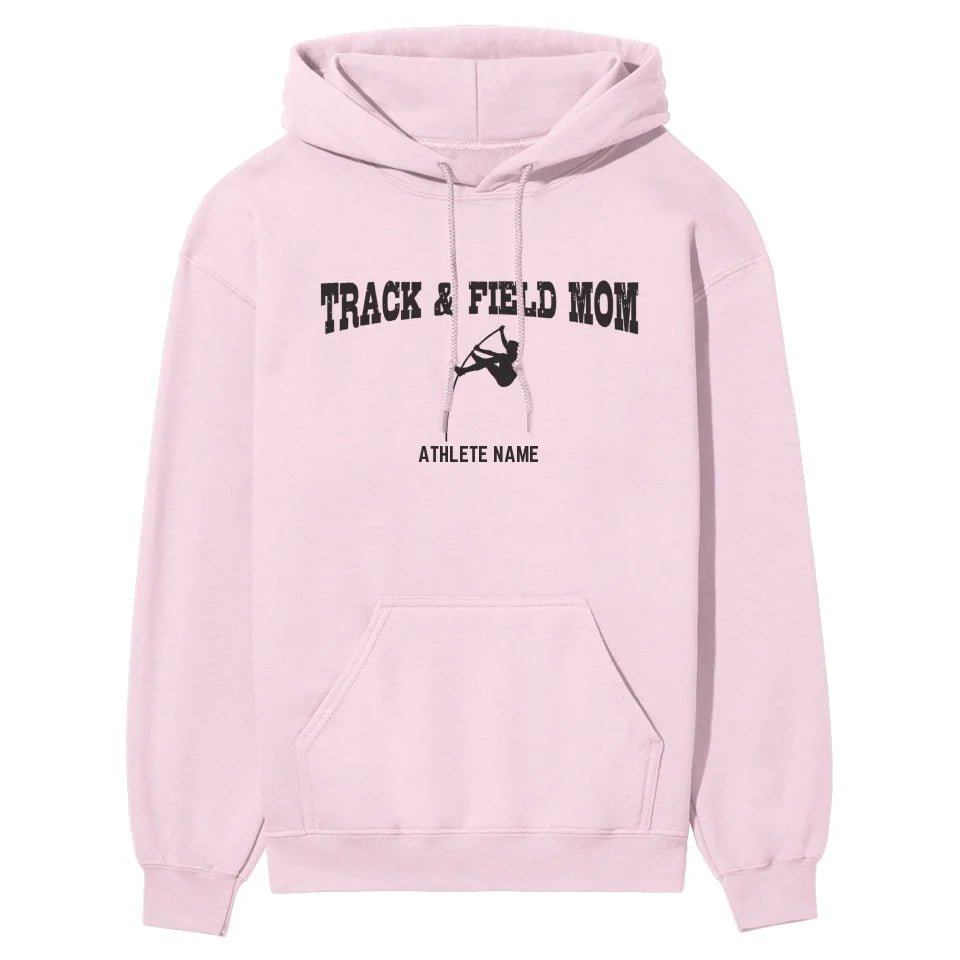 Pole Vault Mom with Pole Vaulter Icon and Pole Vaulter Name on a Hoodie with a Black Graphic