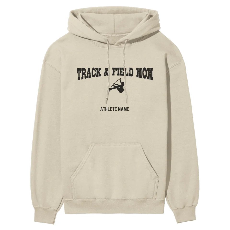 Pole Vault Mom with Pole Vaulter Icon and Pole Vaulter Name on a Hoodie with a Black Graphic