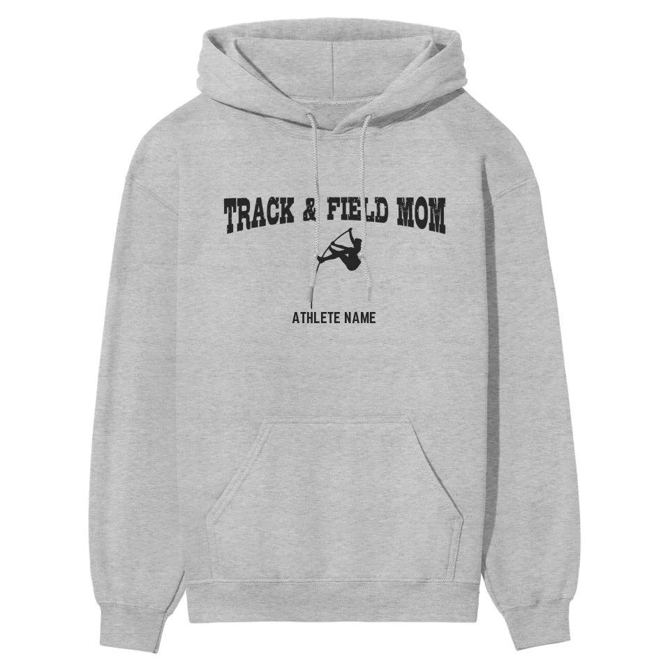 Pole Vault Mom with Pole Vaulter Icon and Pole Vaulter Name on a Hoodie with a Black Graphic