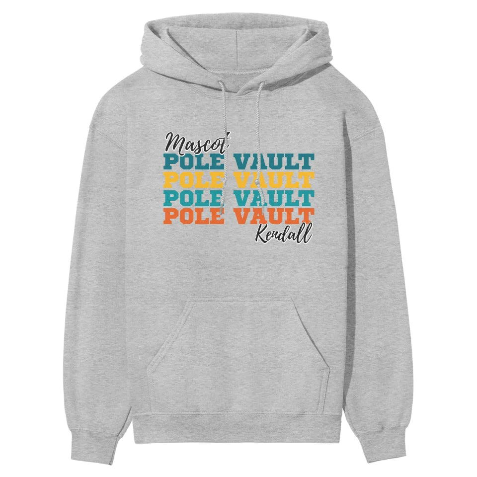 Personalized Pole Vault Pole Vault Pole Vault on a Hoodie With Mascot and Pole Vaulter Name on a Hoodie