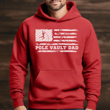 Pole Vault Dad Horizontal Flag on a Hoodie with a White Graphic