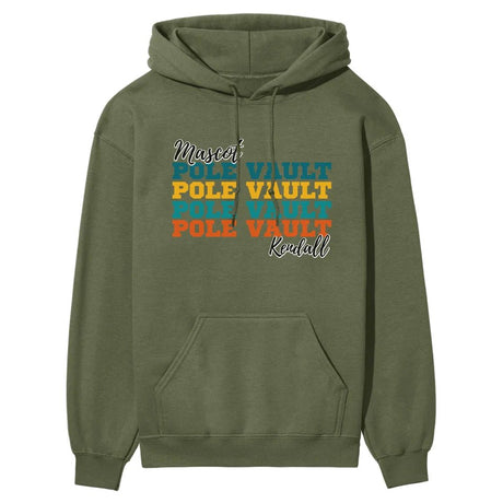 Personalized Pole Vault Pole Vault Pole Vault on a Hoodie With Mascot and Pole Vaulter Name on a Hoodie