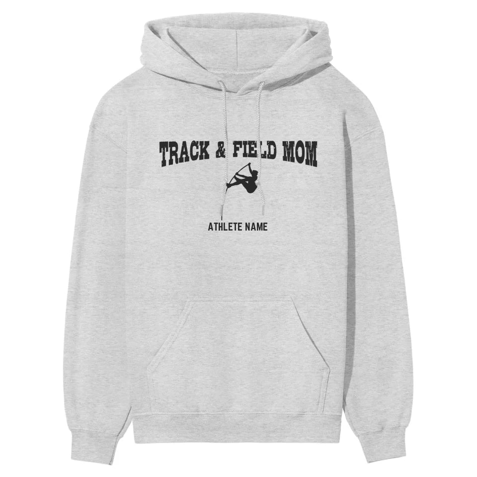 Pole Vault Mom with Pole Vaulter Icon and Pole Vaulter Name on a Hoodie with a Black Graphic