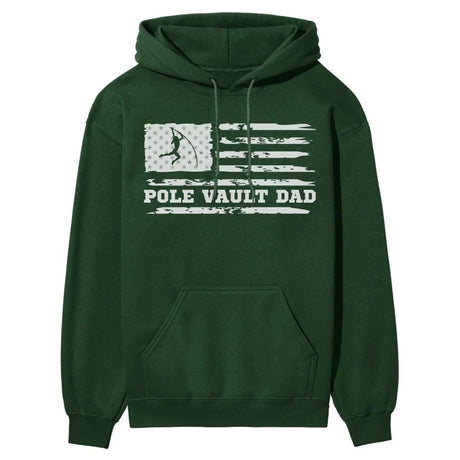 Pole Vault Dad Horizontal Flag on a Hoodie with a White Graphic