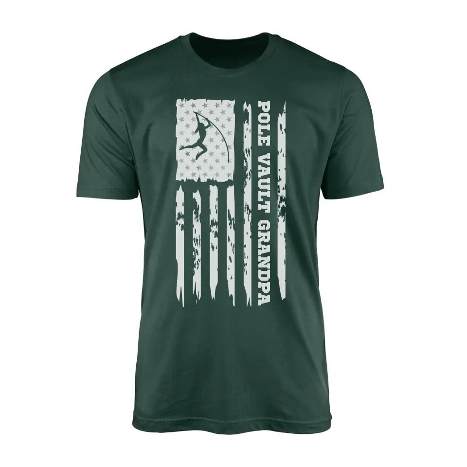Pole Vault Grandpa Vertical Flag on a Men's T-Shirt with a White Graphic