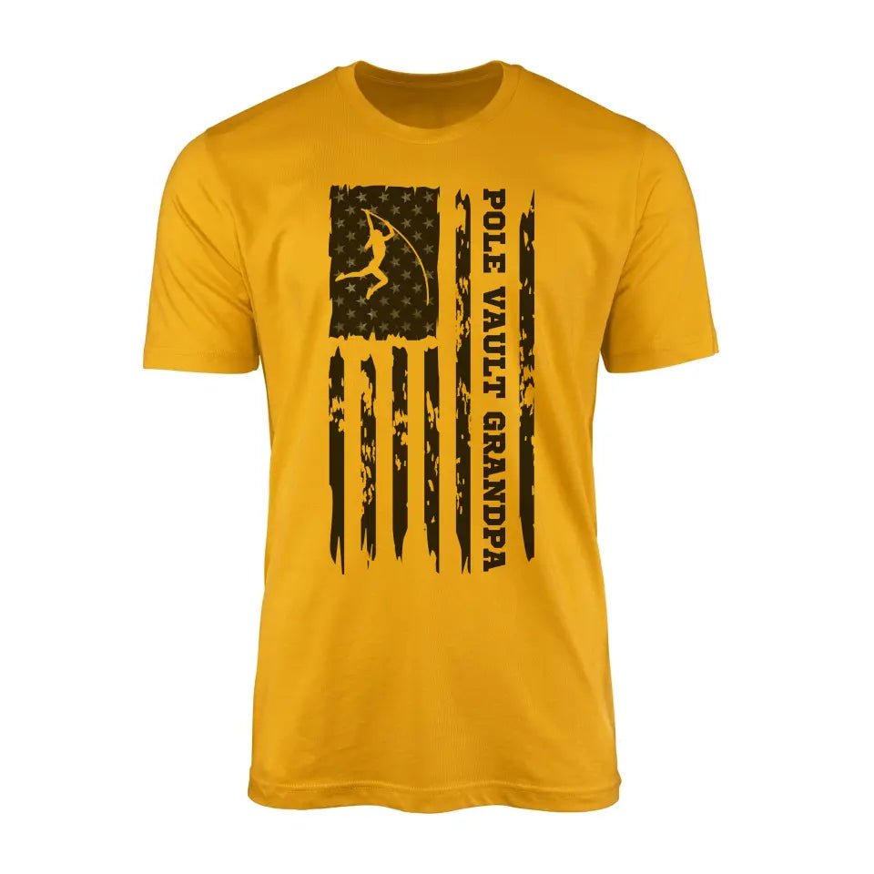 Pole Vault Grandpa Vertical Flag on a Men's T-Shirt with a Black Graphic