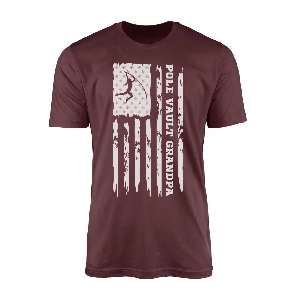 Pole Vault Grandpa Vertical Flag on a Men's T-Shirt with a White Graphic