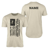 Pole Vault Dad Vertical Flag With Pole Vaulter Name on a Men's T-Shirt with a Black Graphic
