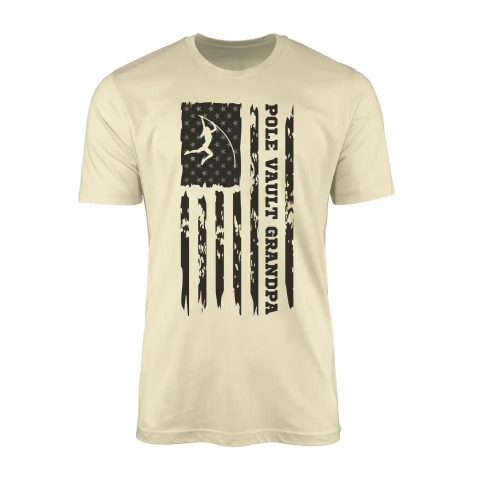 Pole Vault Grandpa Vertical Flag on a Men's T-Shirt with a Black Graphic