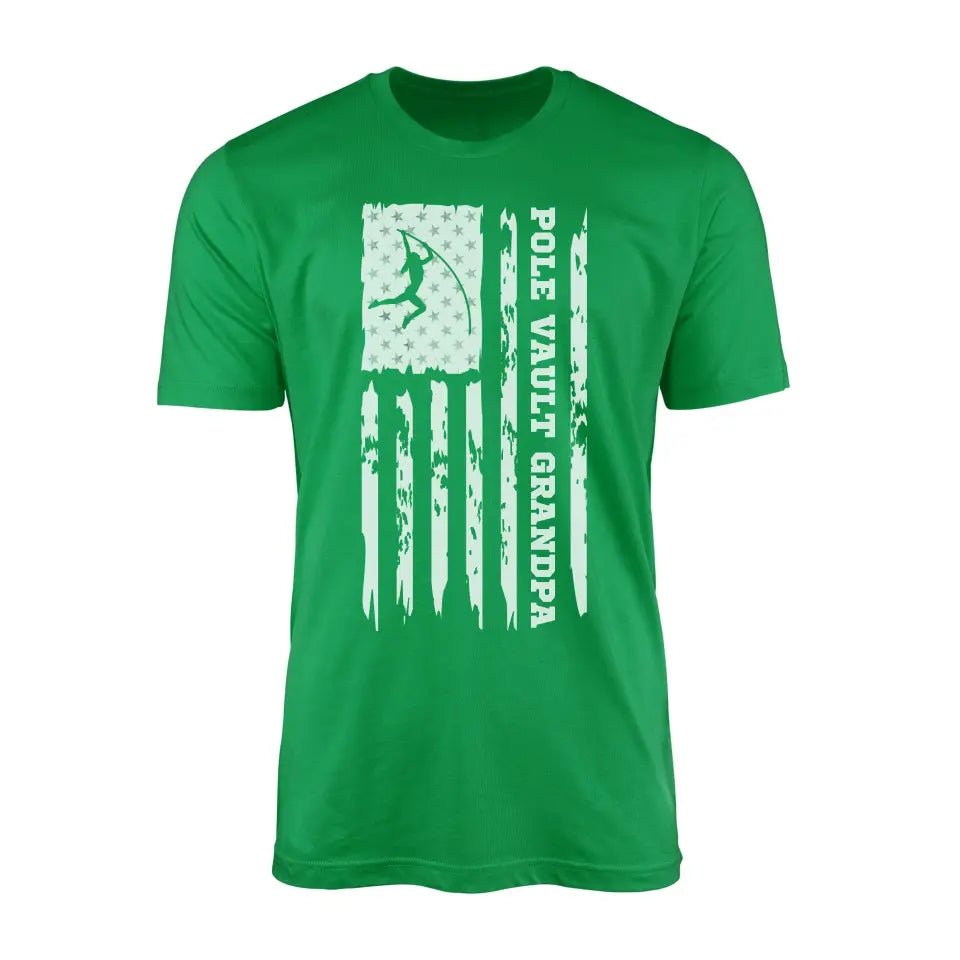 Pole Vault Grandpa Vertical Flag on a Men's T-Shirt with a White Graphic