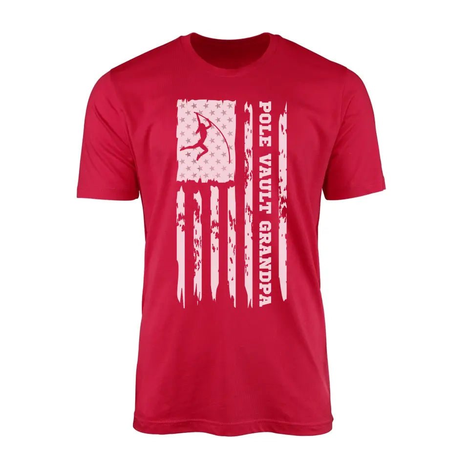 Pole Vault Grandpa Vertical Flag on a Men's T-Shirt with a White Graphic