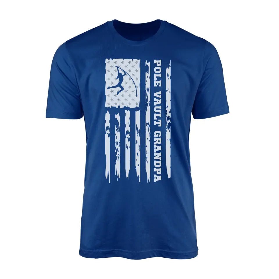 Pole Vault Grandpa Vertical Flag on a Men's T-Shirt with a White Graphic