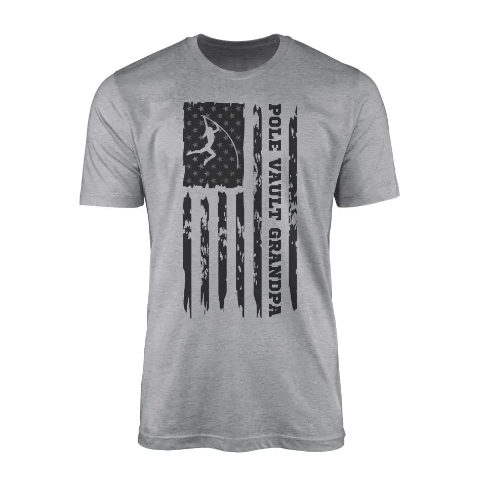 Pole Vault Grandpa Vertical Flag on a Men's T-Shirt with a Black Graphic