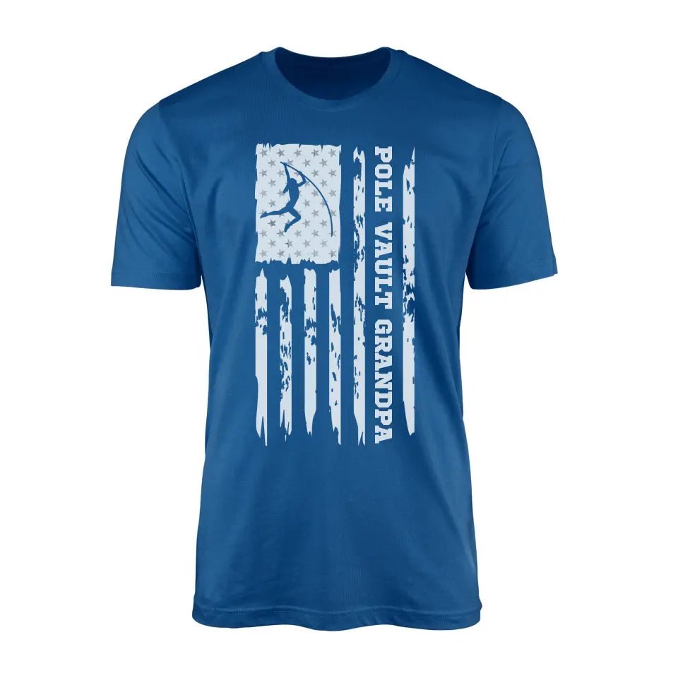 Pole Vault Grandpa Vertical Flag on a Men's T-Shirt with a White Graphic