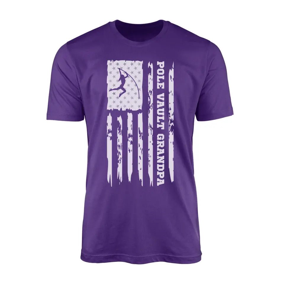 Pole Vault Grandpa Vertical Flag on a Men's T-Shirt with a White Graphic