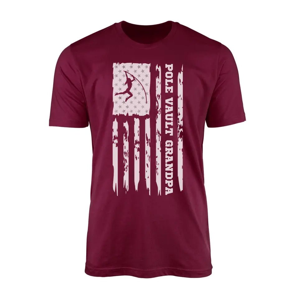 Pole Vault Grandpa Vertical Flag on a Men's T-Shirt with a White Graphic