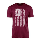 Pole Vault Grandpa Vertical Flag on a Men's T-Shirt with a White Graphic