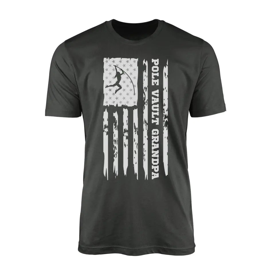 Pole Vault Grandpa Vertical Flag on a Men's T-Shirt with a White Graphic