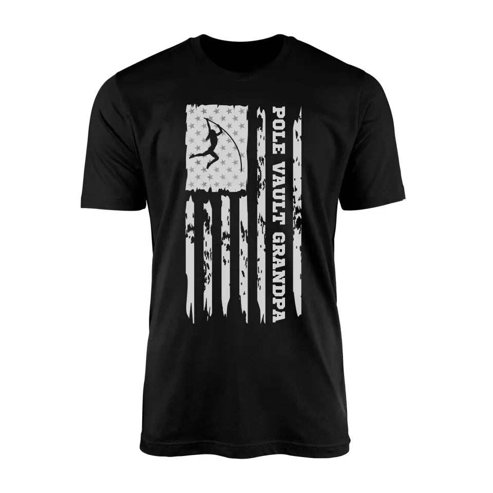 Pole Vault Grandpa Vertical Flag on a Men's T-Shirt with a White Graphic
