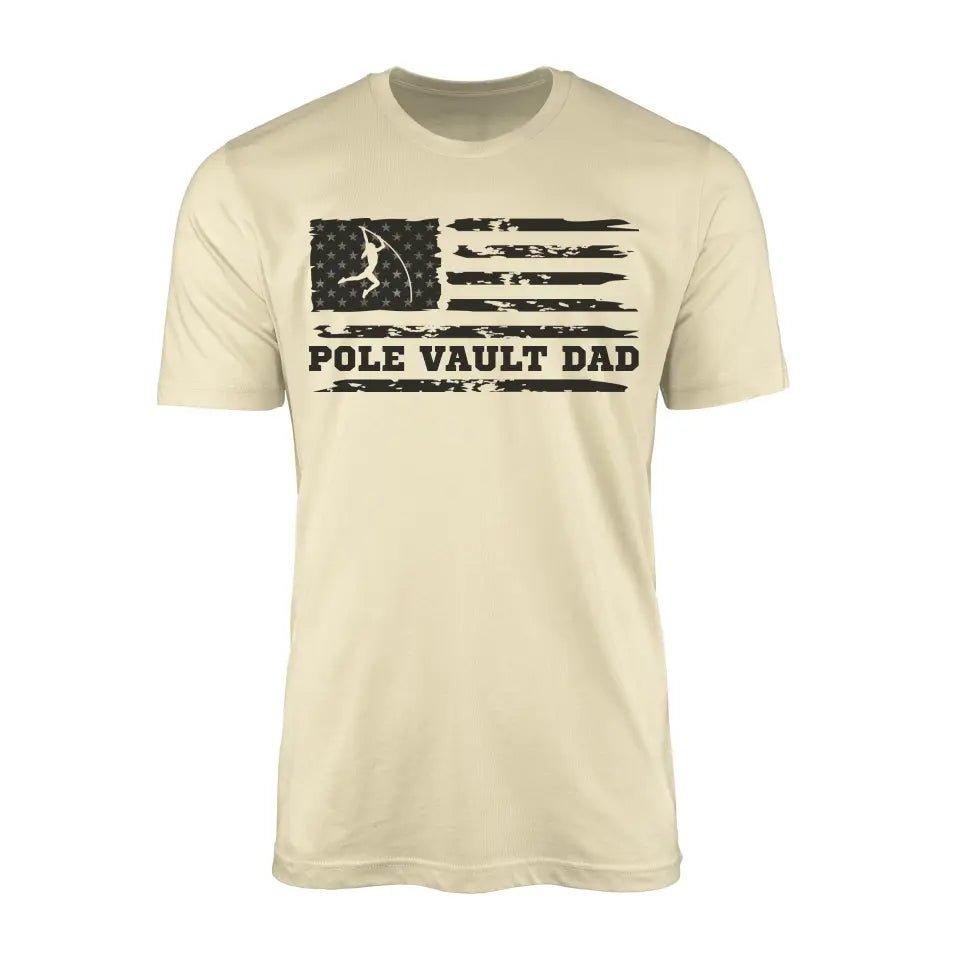 Pole Vault Dad Horizontal Flag on a Men's T-Shirt with a Black Graphic