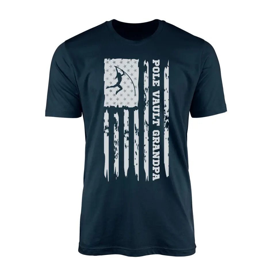 Pole Vault Grandpa Vertical Flag on a Men's T-Shirt with a White Graphic
