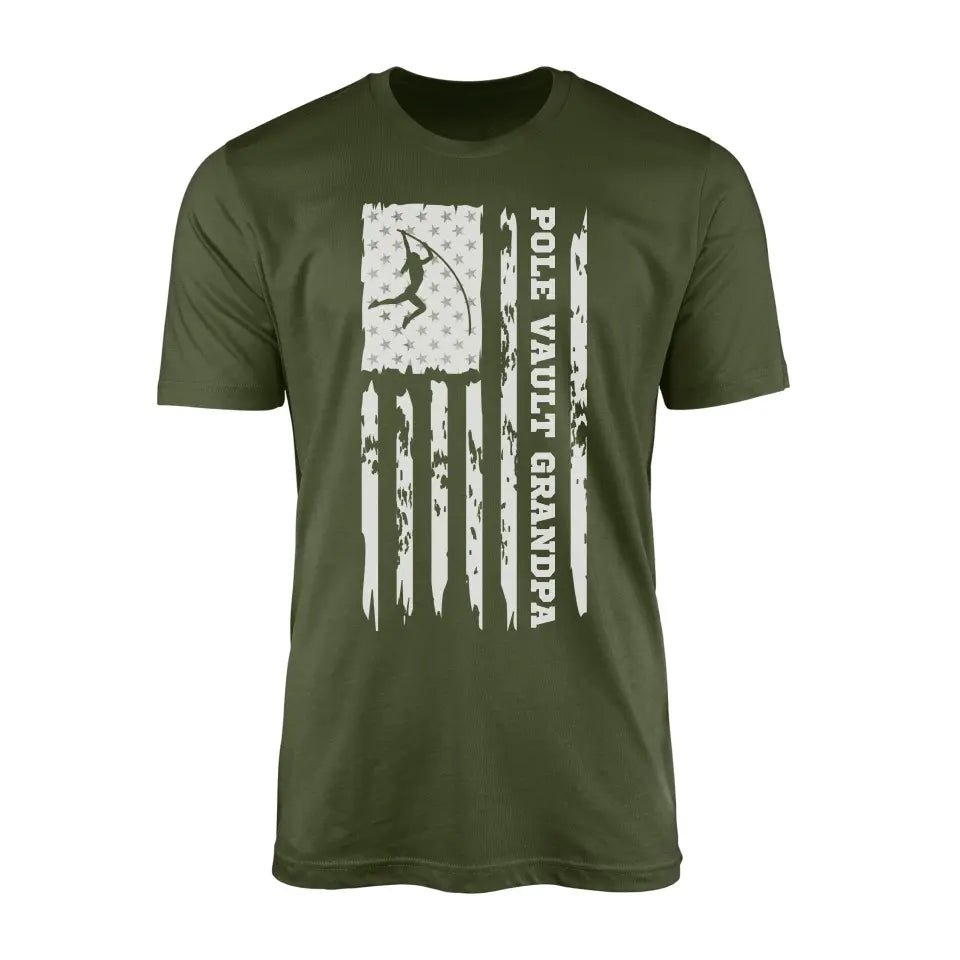 Pole Vault Grandpa Vertical Flag on a Men's T-Shirt with a White Graphic