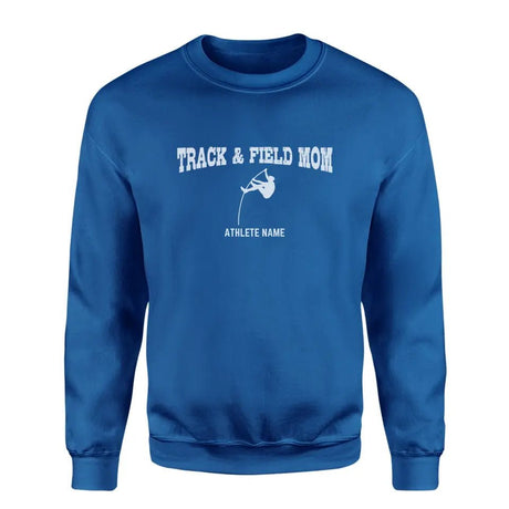 Pole Vault Mom with Pole Vaulter Icon and Pole Vaulter Name on a Sweatshirt with a White Graphic