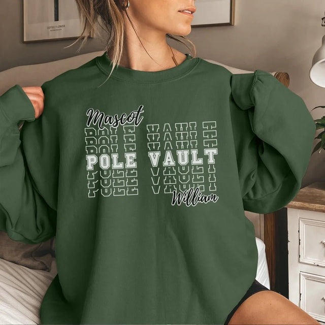 Custom Pole Vault on a Sweatshirt With Mascot and Pole Vaulter Name on a Sweatshirt